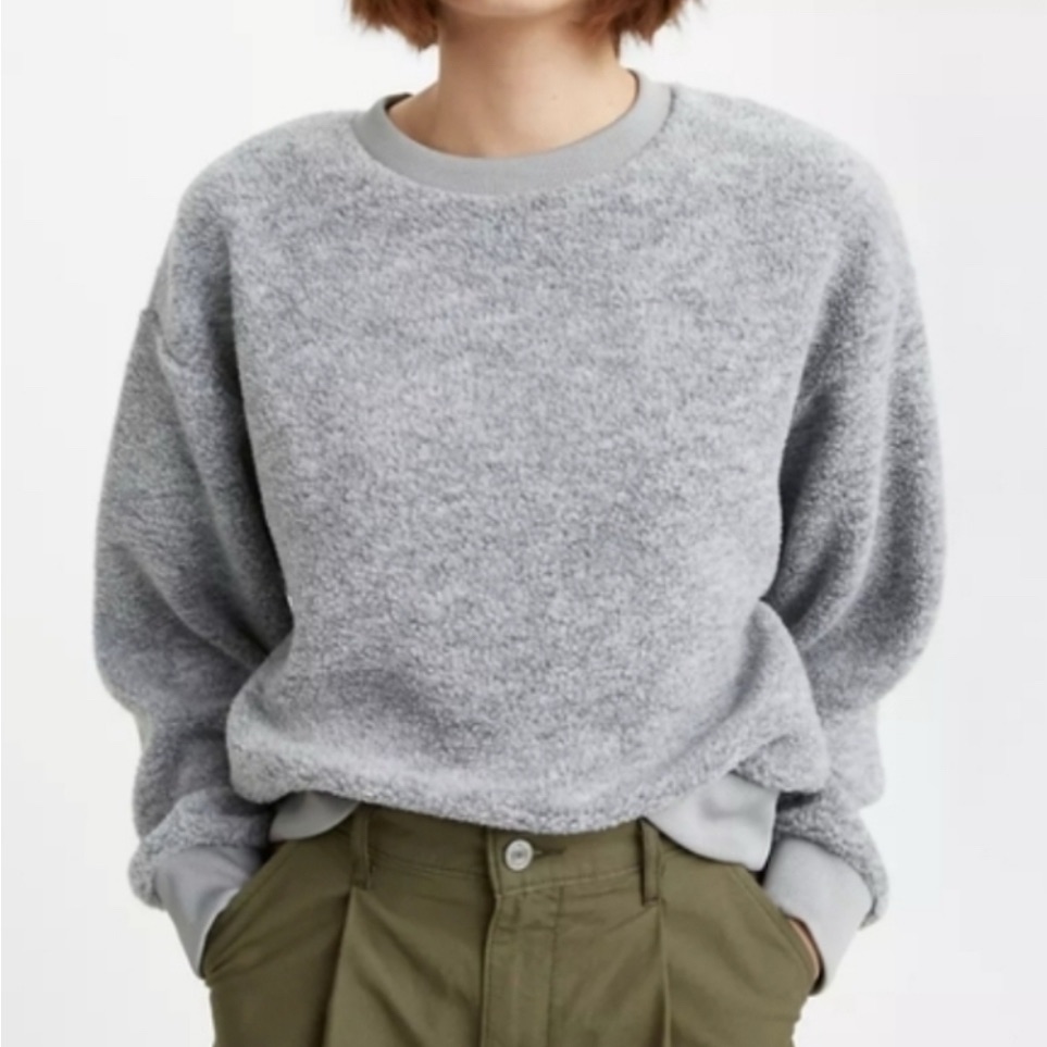 Levi's Faux Fur/Sherpa Meadow Fleece Crewneck Sweatshirt - Medium